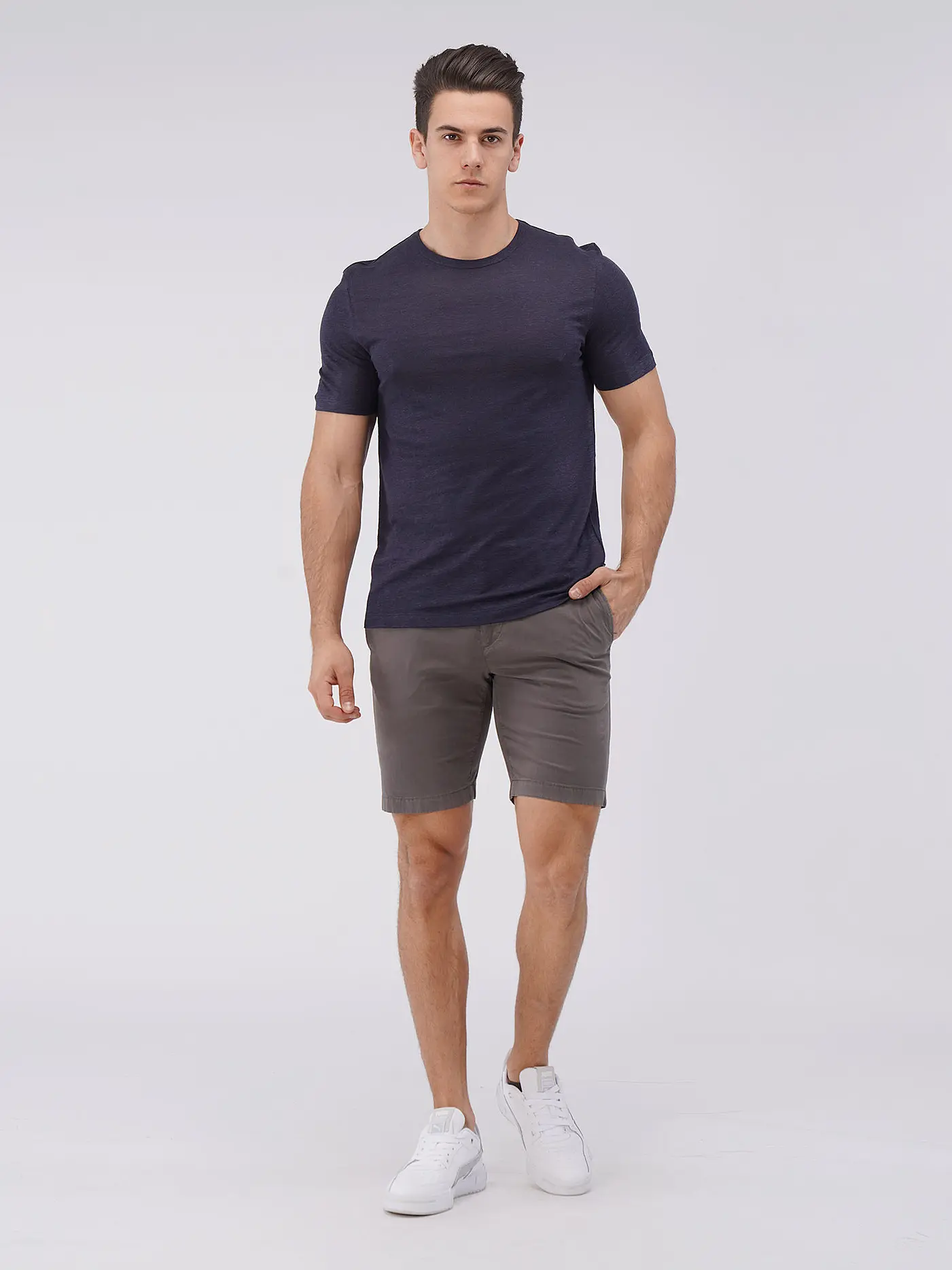 BOSS | Leinen T-Shirt TIBUT 351 | dunkelblau